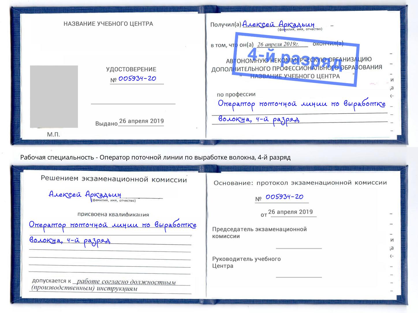 корочка 4-й разряд Оператор поточной линии по выработке волокна Мариинск